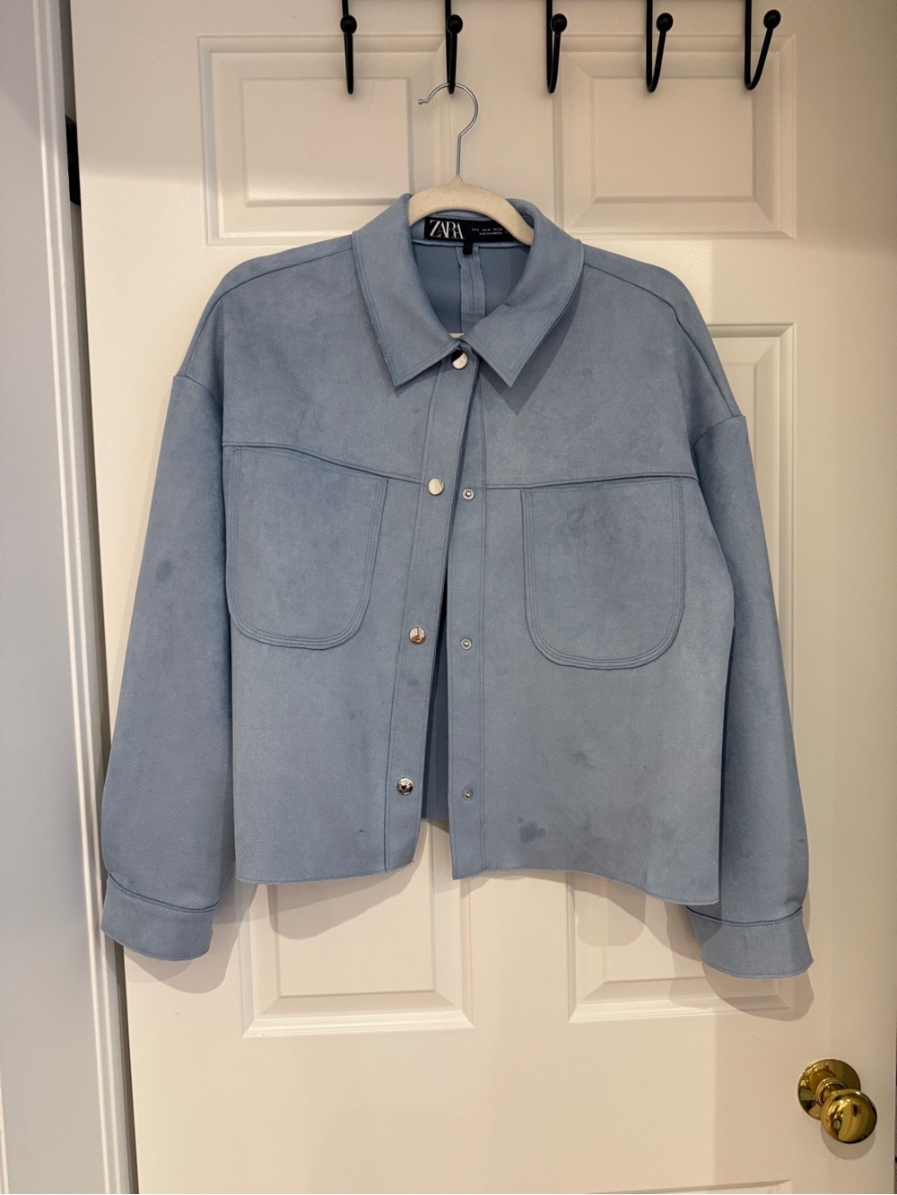 Zara dusty blue faux suede jacket - perfect condition - size medium
